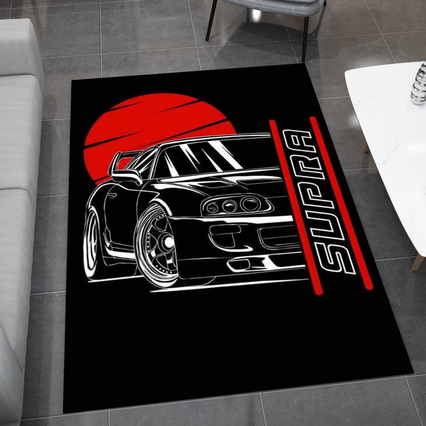 Supra Car Rug, Racing Inspired Carpet, Garage Rug, Toyota Supra Decoration