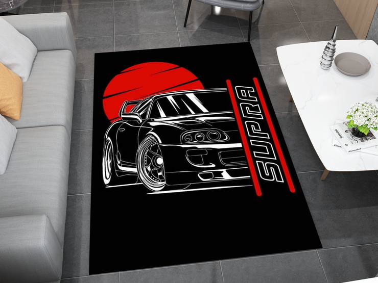 Supra Car Rug, Racing Inspired Carpet, Garage Rug, Toyota Supra Decoration