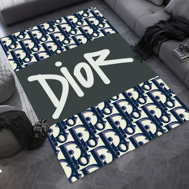 Dior-Inspired Black and White Rug – A Luxury Fashion Statement for Your Space
