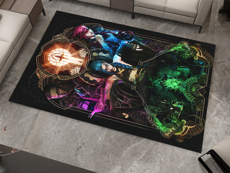 Arcane Jinx Vi Rug, League of Legends Carpet, Gamer Rug Decoration