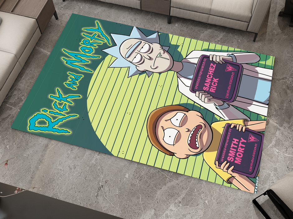 Rick and Morty Rug, Cartoon-Inspired Carpet, Portal Rick Rug, Geek Gift