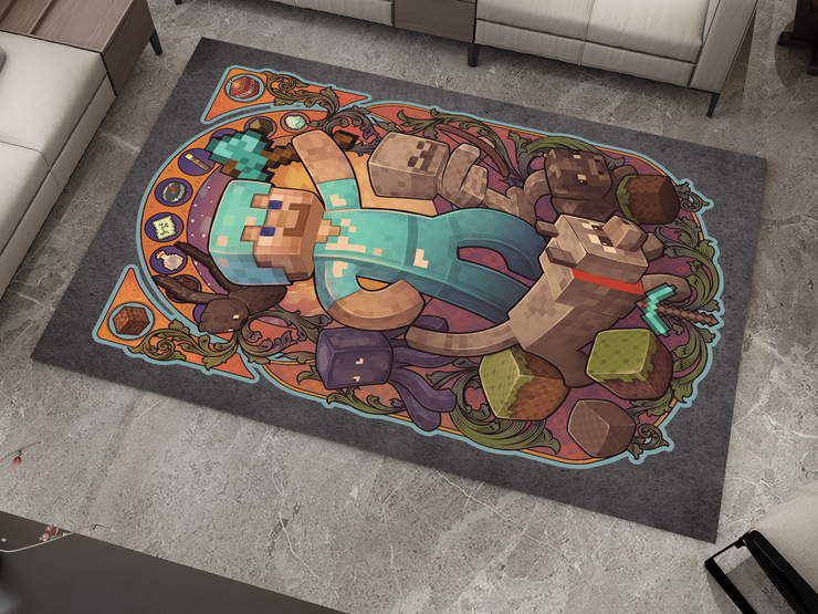 Minecraft Rug Designs Abstract Design Minecraft-Themed Jack Rug – Cozy and Unique Gaming Decor, Gamer Carpet ...