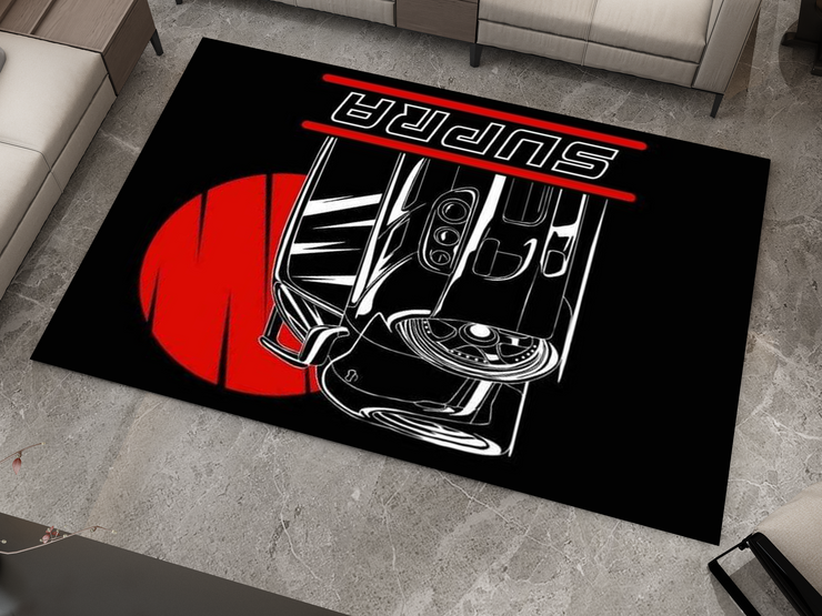 Supra Car Rug, Racing Inspired Carpet, Garage Rug, Toyota Supra Decoration