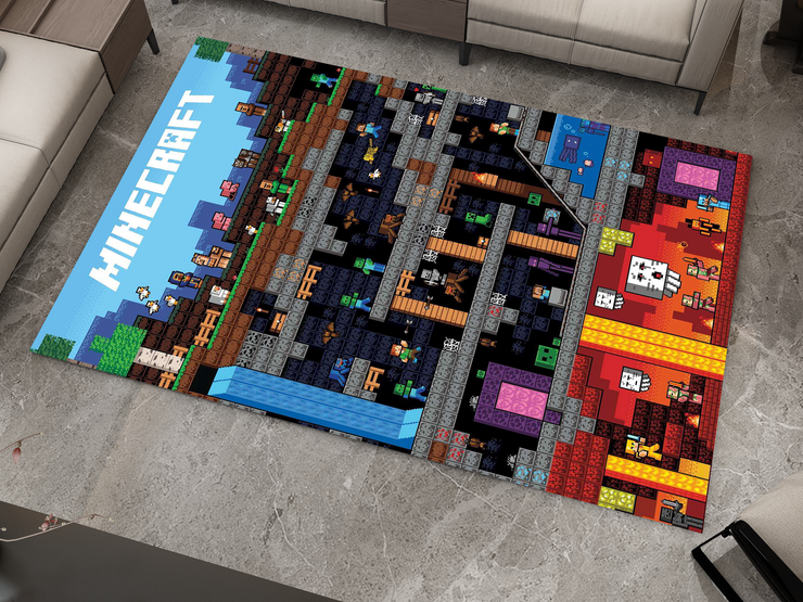 Minecraft Underground Adventure Custom Rug – Perfect for Gamers and Fans