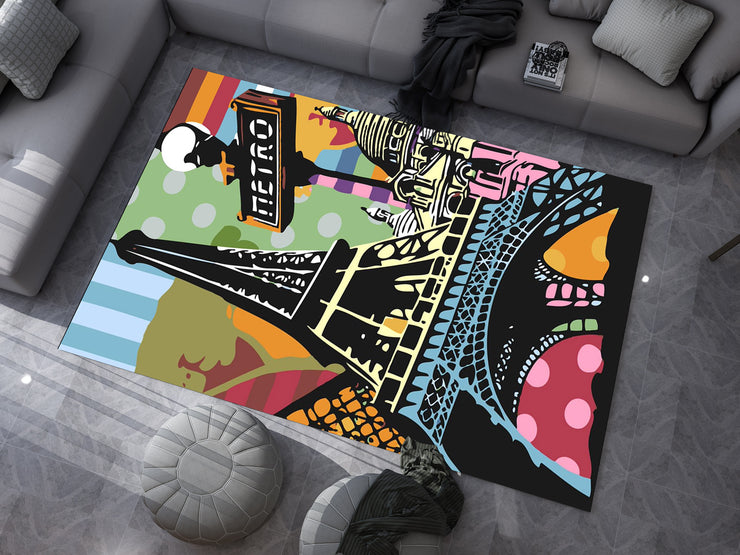 France Landmarks Rug – A Vibrant Tribute to Paris and Beyond, European Carpet