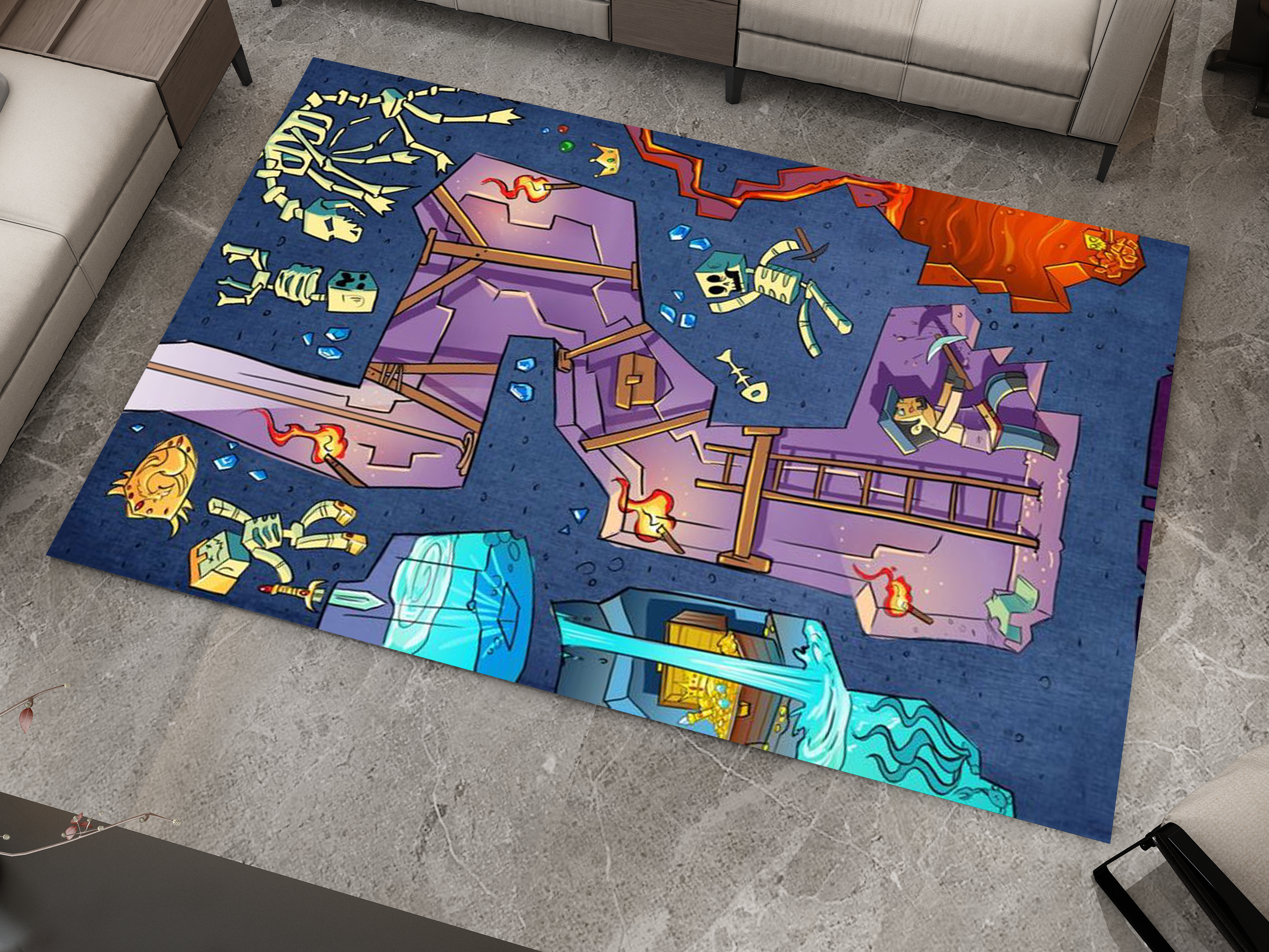 Minecraft Dungeon Adventure Custom Rug – Perfect for Gamers and Adventurers Carpet