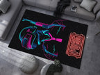 PUBG Neon Warrior Custom Rug – Gamer Room Decor for Battle Royale Fans, Gaming Room Carpet