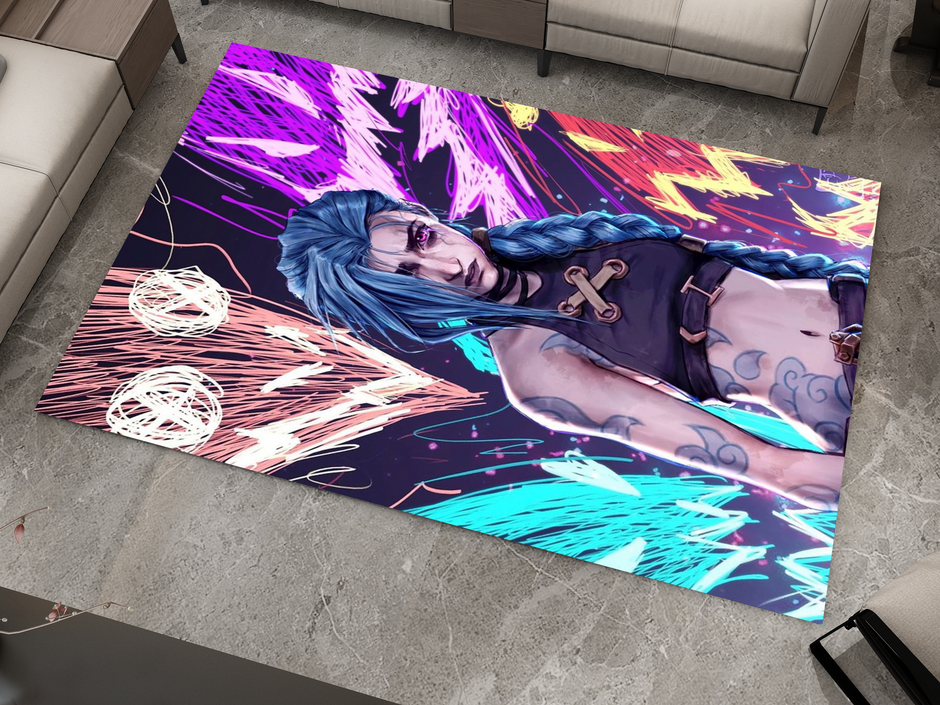 Arcane Jinx Rug, League of Legends Carpet, Gamer Rug Decoration