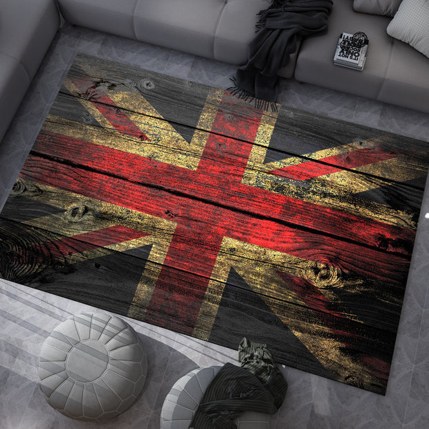 English Vintage Union Jack Custom Rug – British Flag Inspired Room Decor