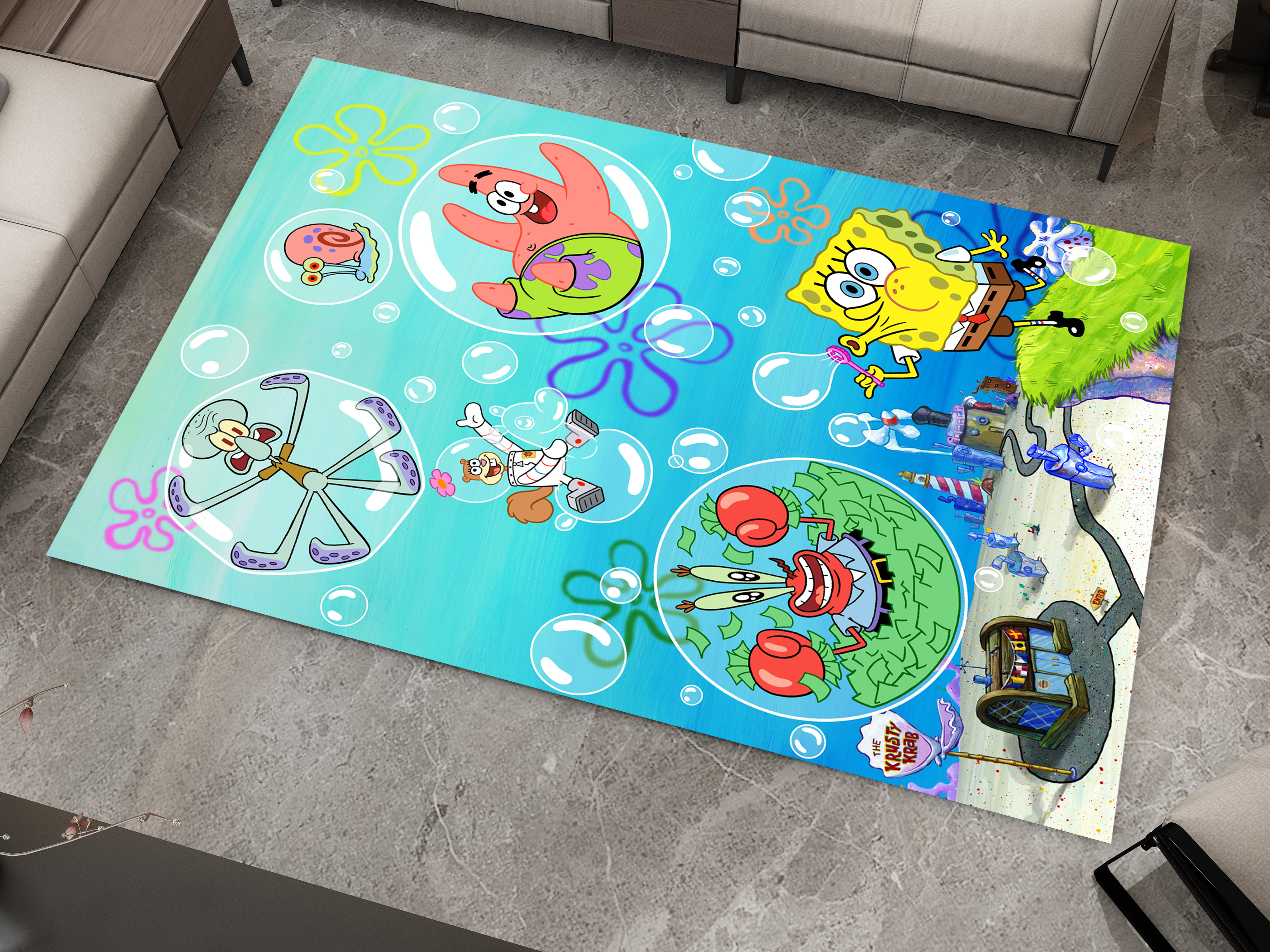 SpongeBob Rug, Cartoon-Inspired Carpet, Kids' Room Rug