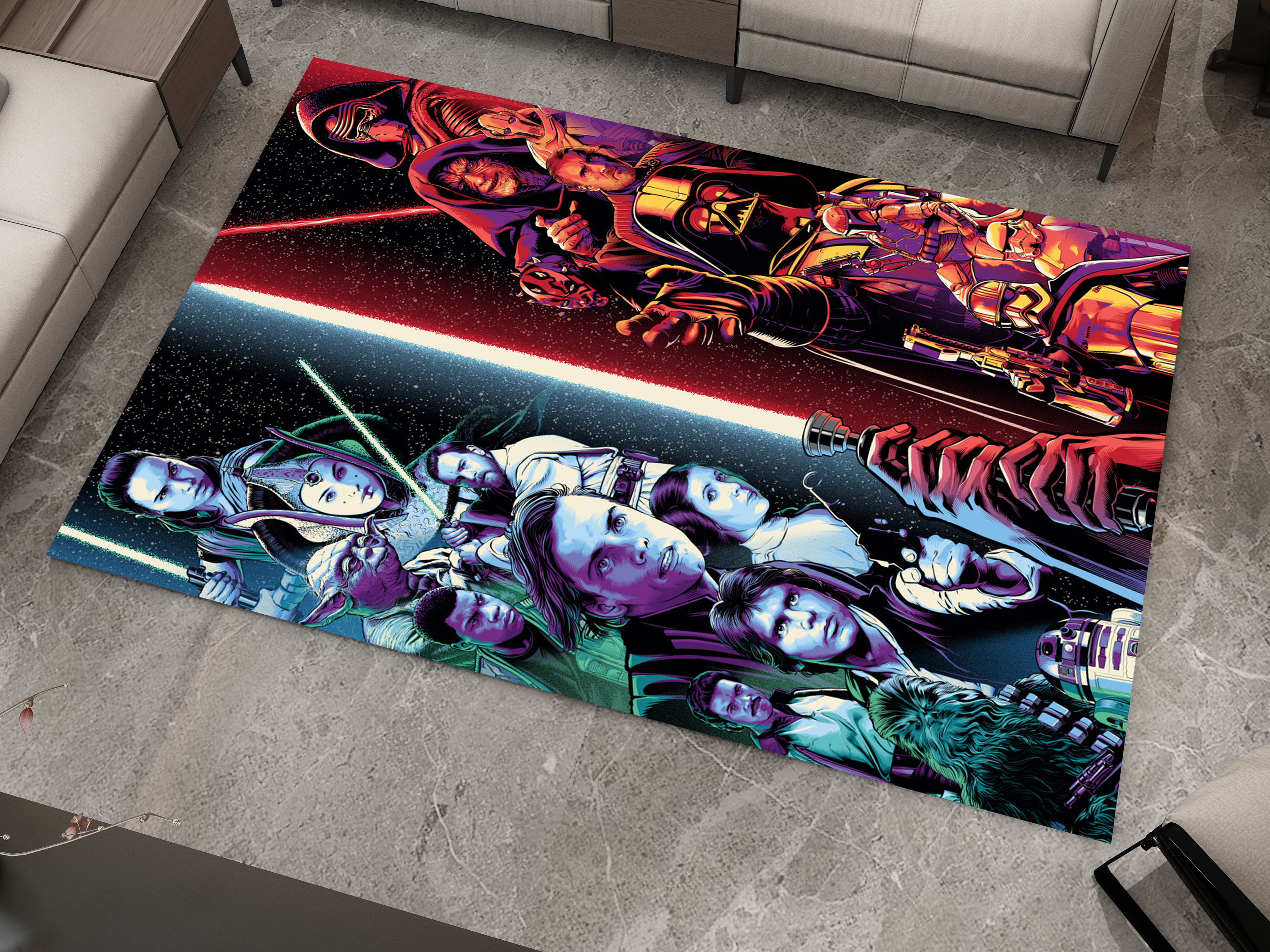 Star Wars Epic Saga Rug, Jedi vs Sith Battle Rug, Galactic Home Decor