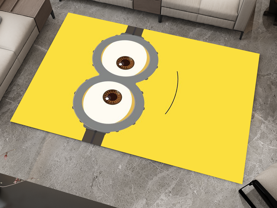 Minion Smile Rug, Cartoon-Inspired Carpet, Kids' Room Rug