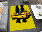 Chevrolet Camaro Muscle Car Rug, American Chevy Garage Decor, Bold Automotive Carpet