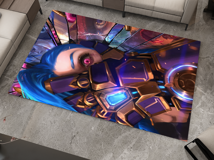 Arcane Jinx Rug, League of Legends Carpet, Gamer Rug Decoration