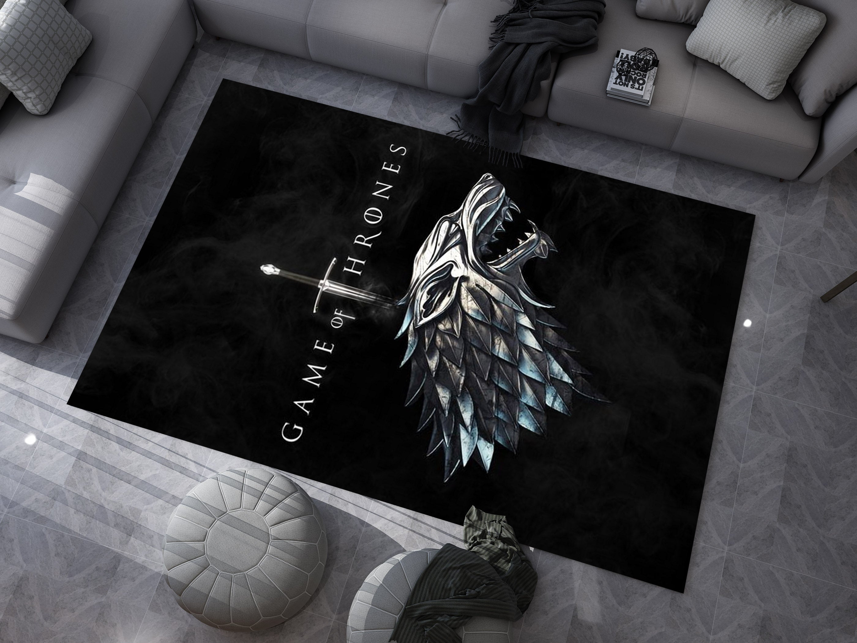 Winter is Coming Stark Sigil Custom Rug – Game of Thrones-Inspired Room Decor, GOT Carpet