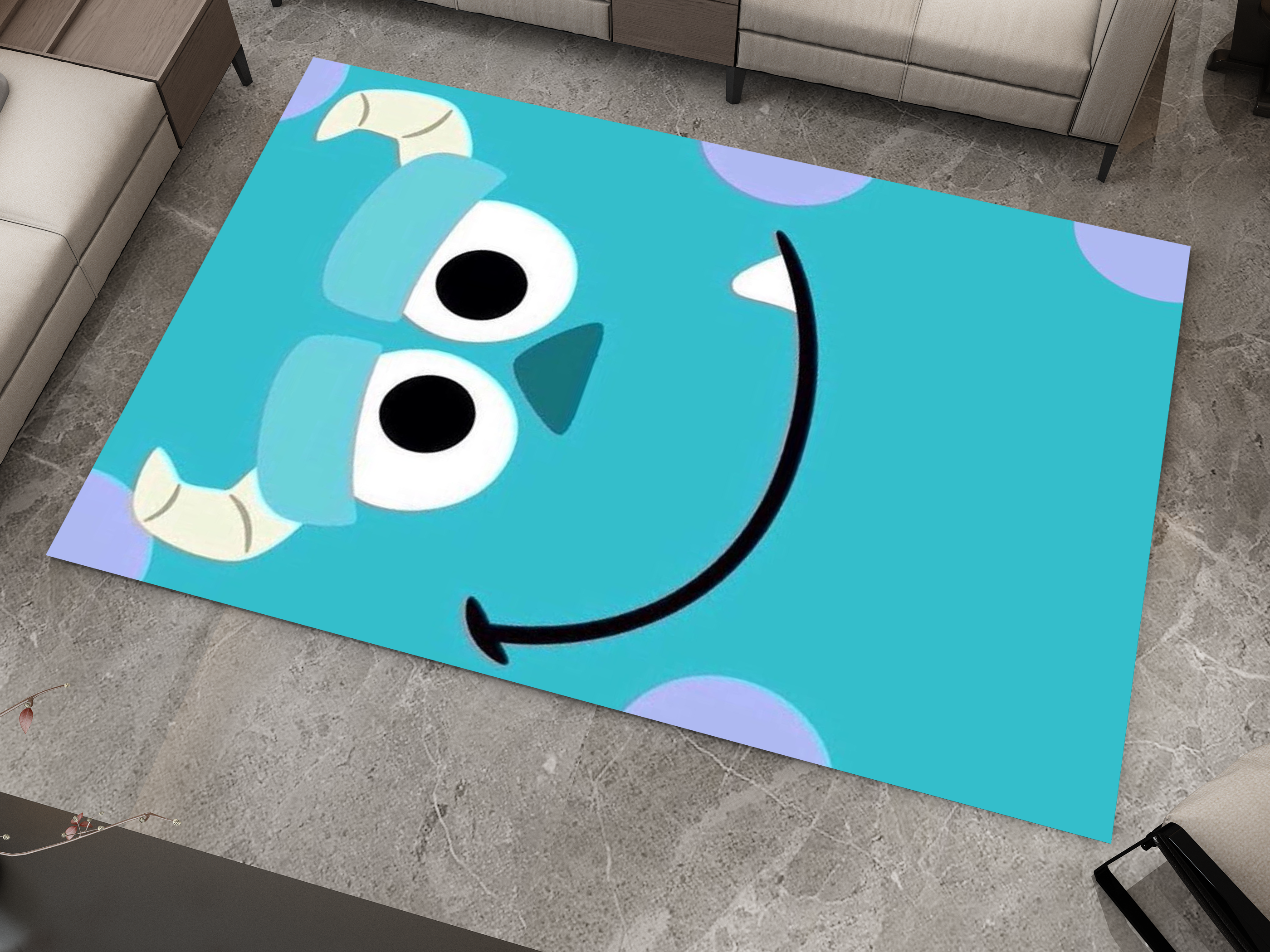 Sully's Smile Monsters Rug, Cartoon-Inspired Carpet, Kids' Room Rug