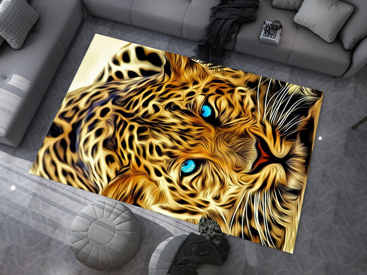 Cheetah Rug, Wild Cheetah Eyes Carpet, Wild Animal Art, Survivor Jungle-Inspired Carpet