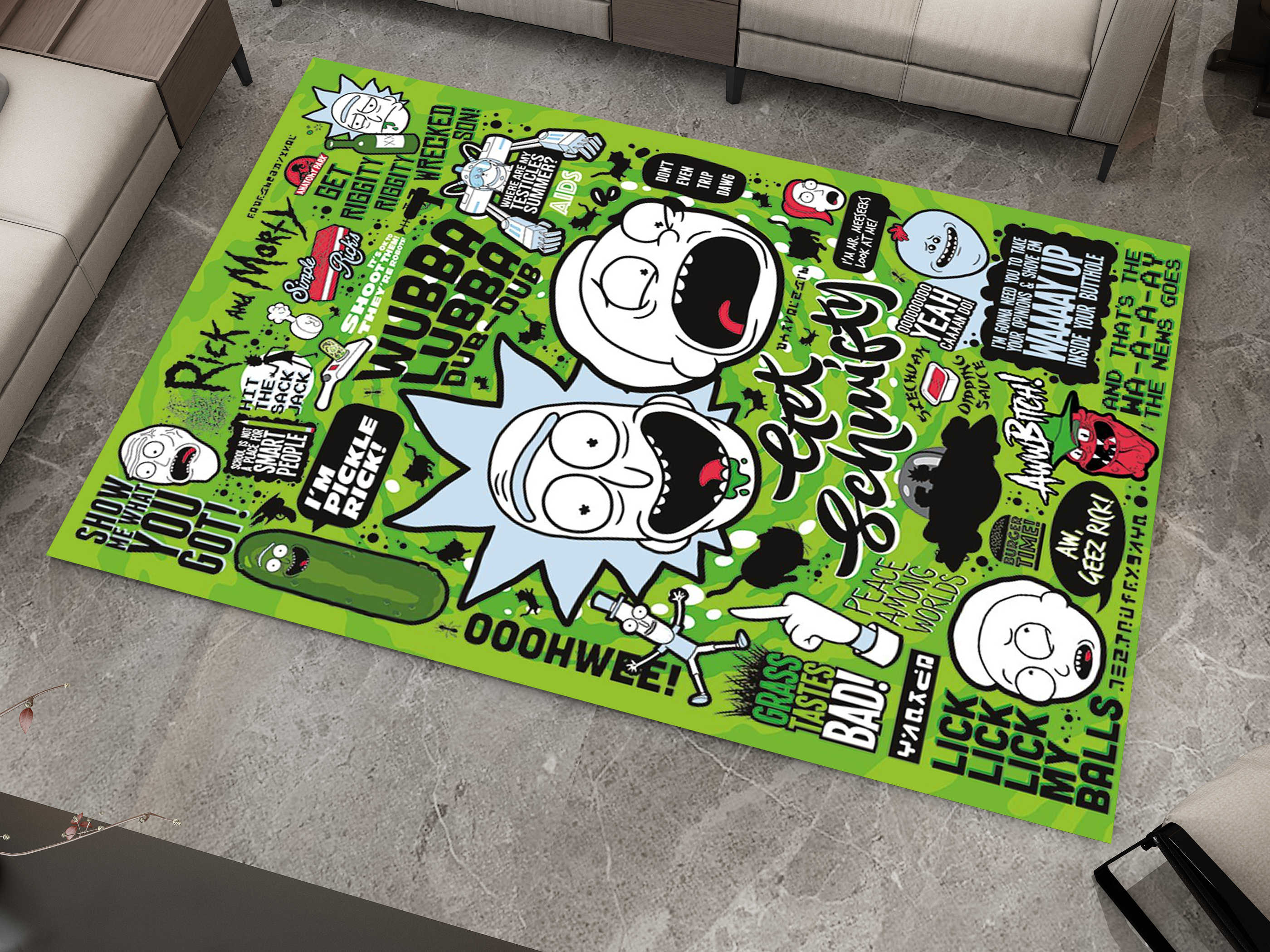 Rick and Morty Rug, Cartoon-Inspired Carpet, Portal Rick Rug, Geek Gift