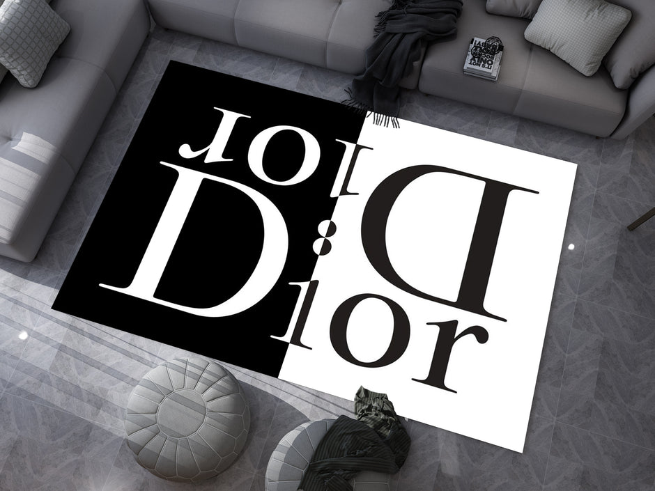 Dior-Inspired Black and White Rug – A Luxury Fashion Statement for Your Space