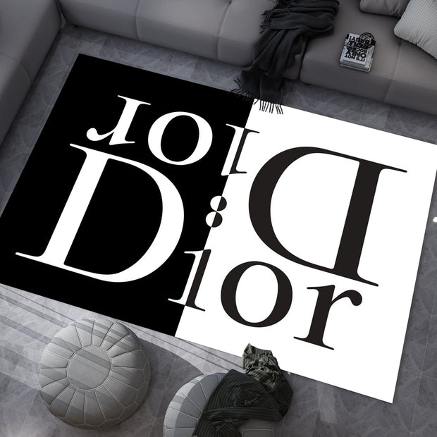 Dior-Inspired Black and White Rug – A Luxury Fashion Statement for Your Space
