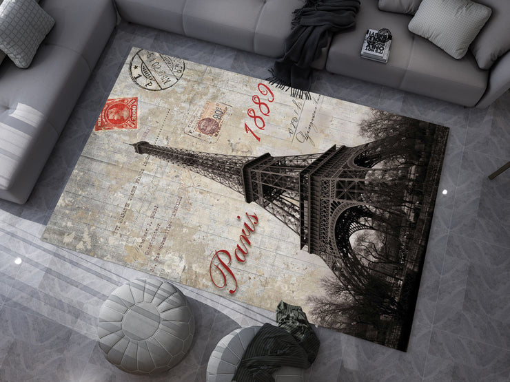 France Eiffel Landmarks Rug – A Vibrant Tribute to Paris and Beyond, European Carpet