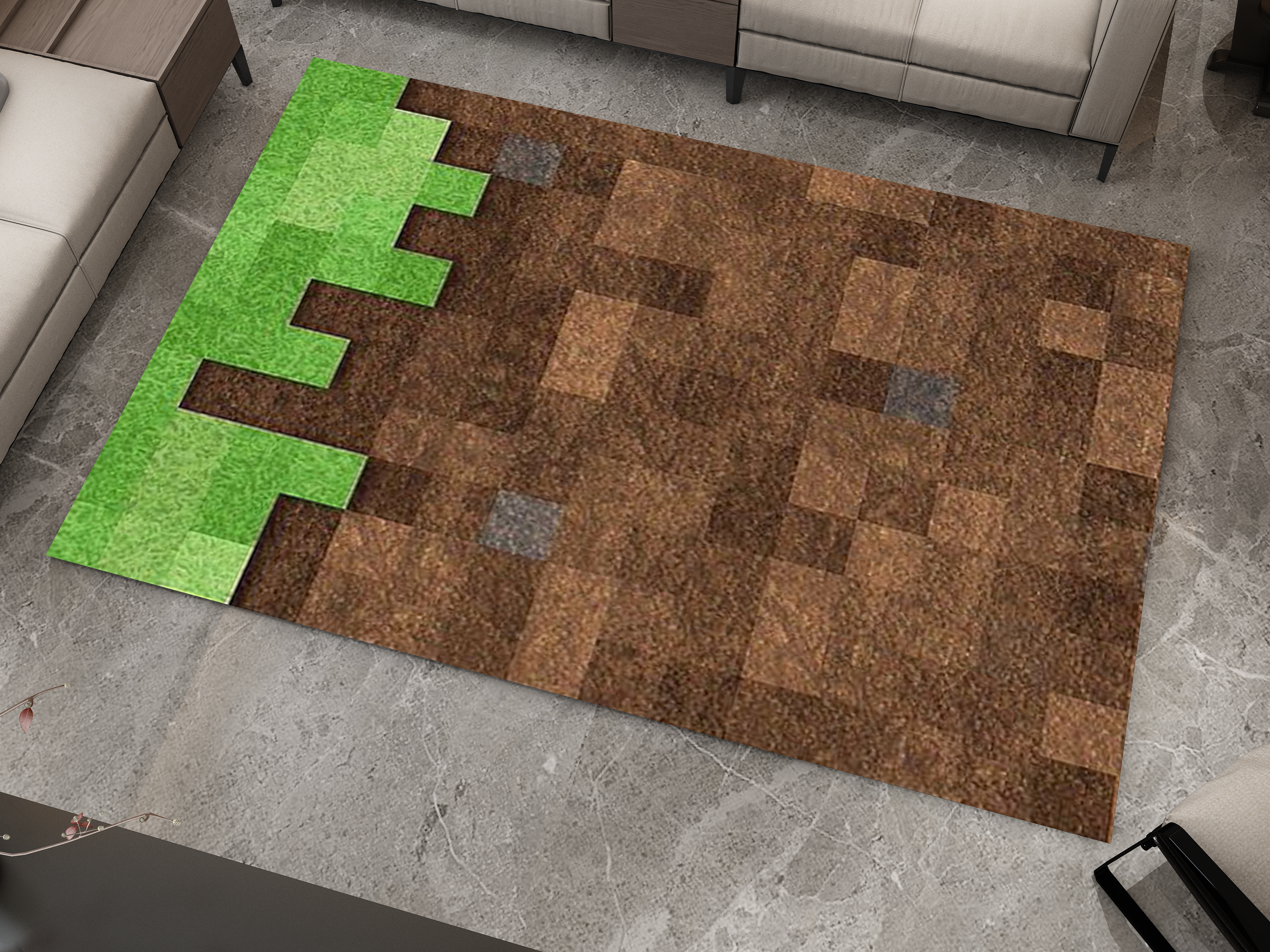 Minecraft Grass Block Custom Rug – Iconic Gaming Decor Carpet for Any Space