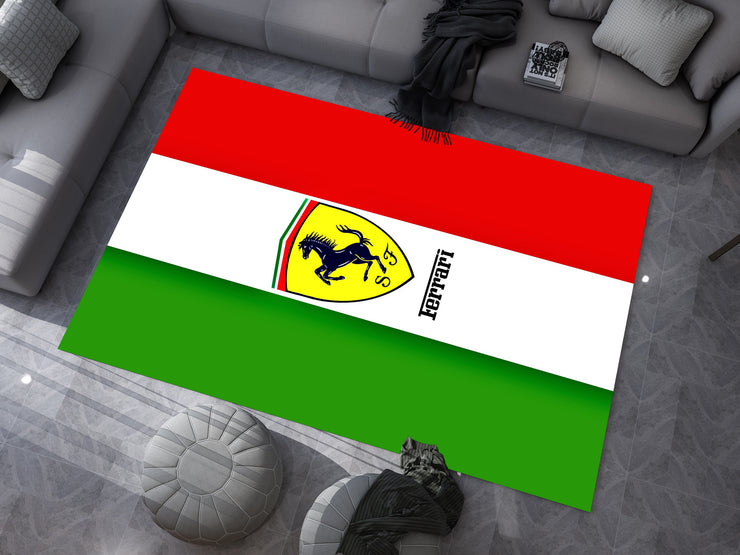 Ferrari Carbon Car Rug, Racing Inspired Italian Carpet, Garage Rug, Ferrari Decoration