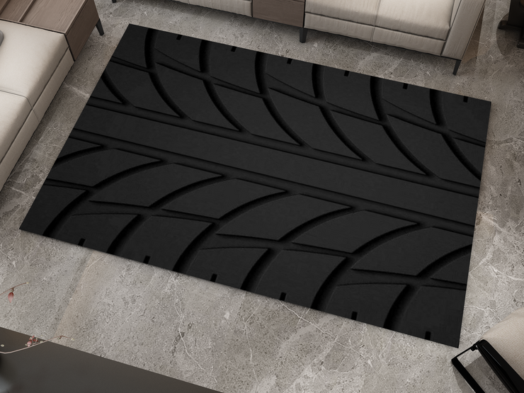 Wheel Car Rug, Racing Inspired Carpet, Garage Rug