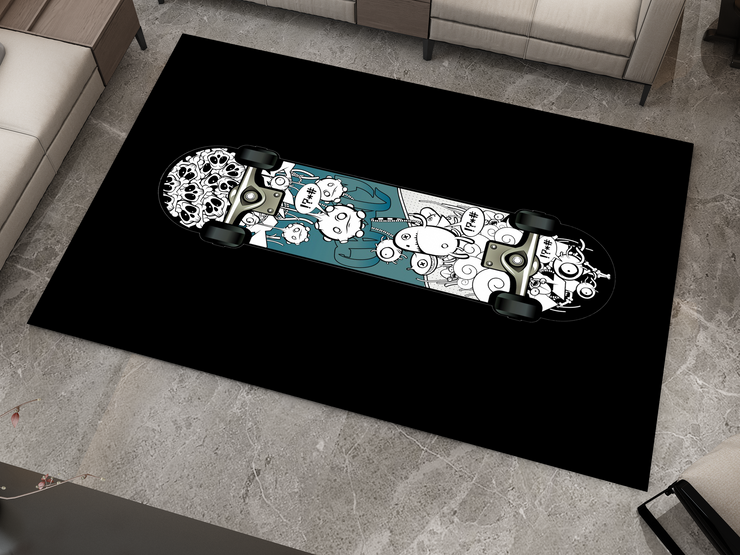 Custom Skateboard Art Rug - Bold and Urban Skate Culture Design Carpet