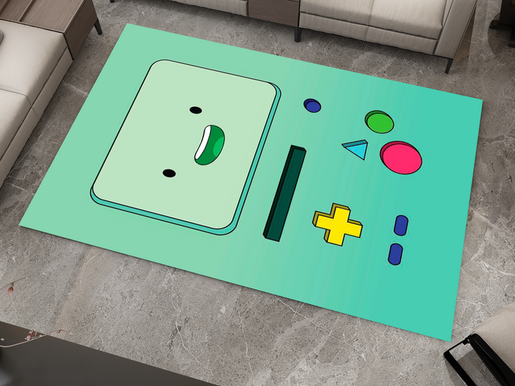 BMO Adventure Time Rug - Fun and Playful Gaming Console Design Cartoon Carpet