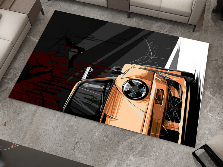 Porsche 911 Car Rug, Porsche Spider Racing Inspired Carpet, Garage Rug, 911 Car Decoration