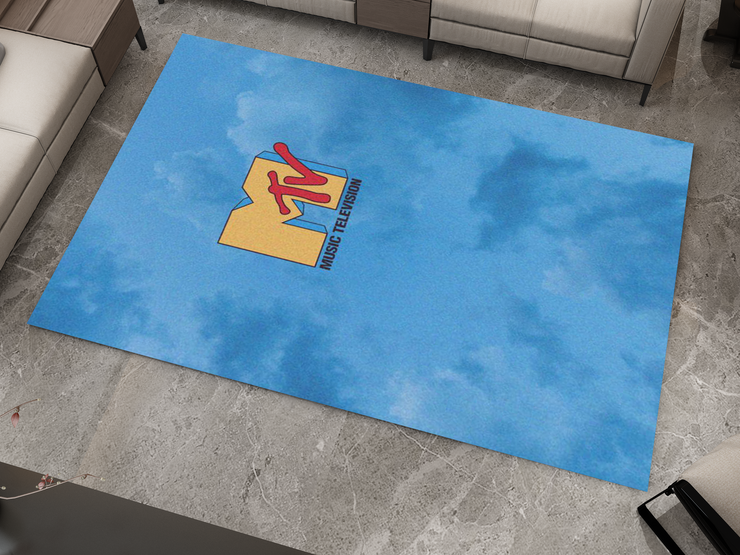 MTV Music Rug - Retro Music Television-Inspired Design Carpet, Studio Rug