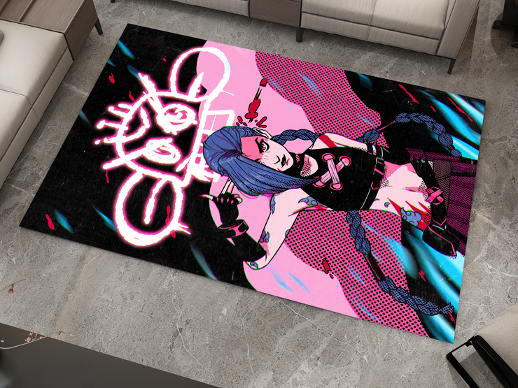 Arcane Jinx Rug, League of Legends Carpet, Gamer Rug Decoration