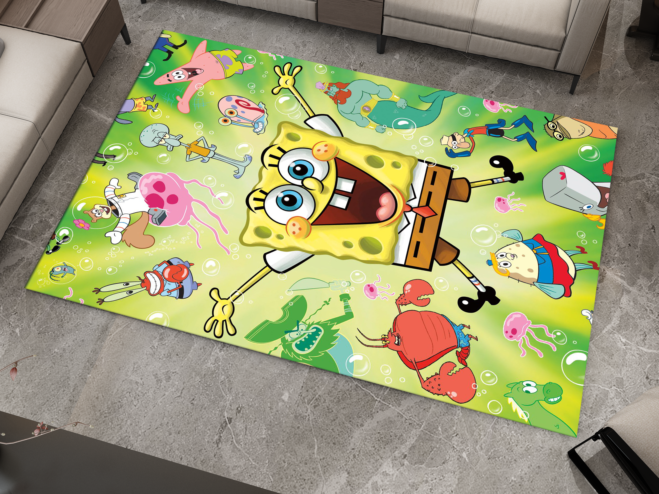 SpongeBob Rug, Cartoon-Inspired Carpet, Kids' Room Rug