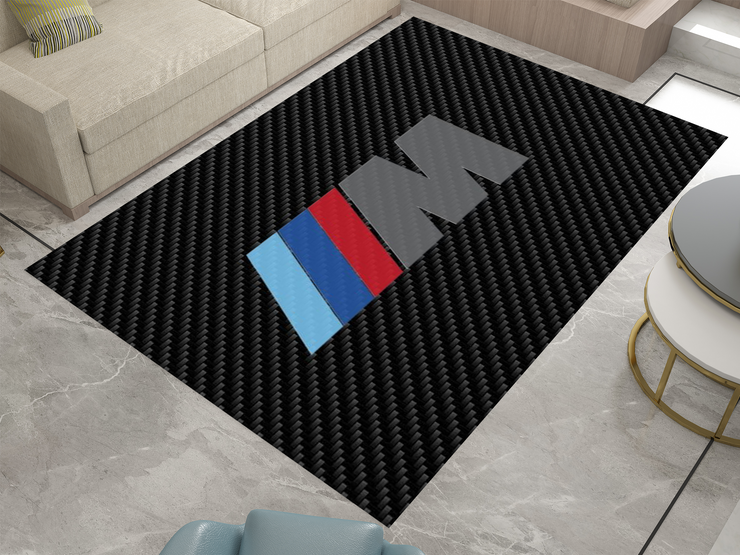 BMW Car Rug, Racing Inspired Carpet, Garage Rug