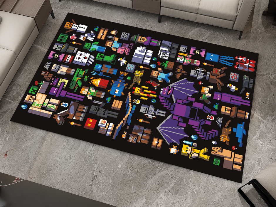 Minecraft Perisna Rug Pixelated Minecraft Characters Custom Rug – Gaming Decor for Fans, Gam ...