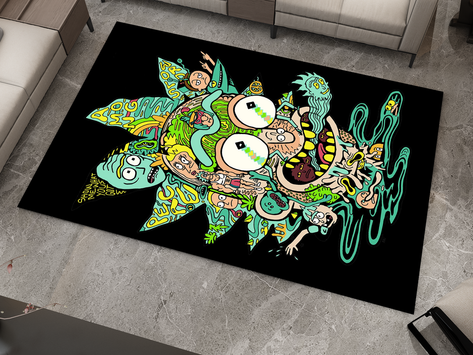 Rick and Morty Rug, Cartoon-Inspired Carpet, Portal Rick Rug, Geek Gift