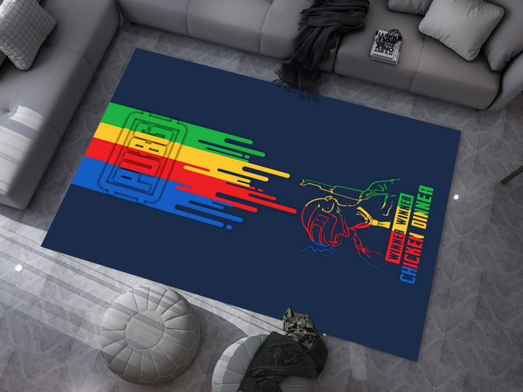 PUBG Winner Winner Chicken Dinner Custom Rug – Gamer Room Decor for Battle Royale Fans, Gaming Room Carpet