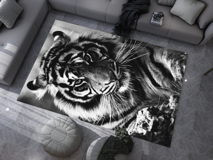 Eye of the Tiger Rug, Vivid Tiger Eyes Carpet, Wild Animal Art, Survivor Jungle-Inspired Carpet