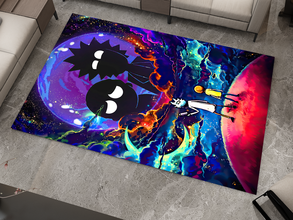 Rick and Morty Rug, Cartoon-Inspired Carpet, Portal Rick Rug, Geek Gift