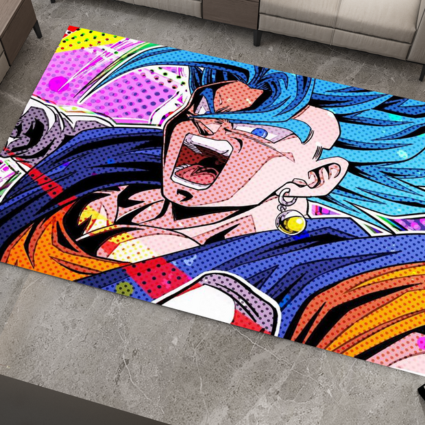 Super Saiyan Blue Goku Rug, Dragon Ball Z Rug, Anime Pop Art Carpet