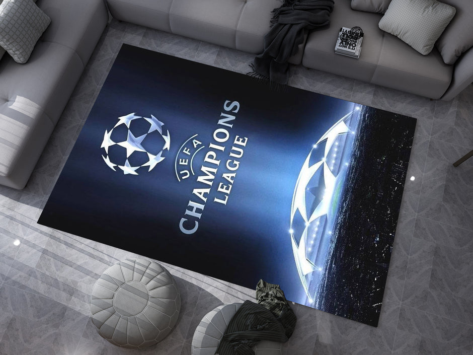 UEFA Champions League Custom Rug – Official Football Tournament Room Decor, European Football Carpet
