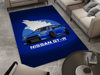 Nissan GTR Car Blue Rug, Racing Inspired Carpet, Garage Rug