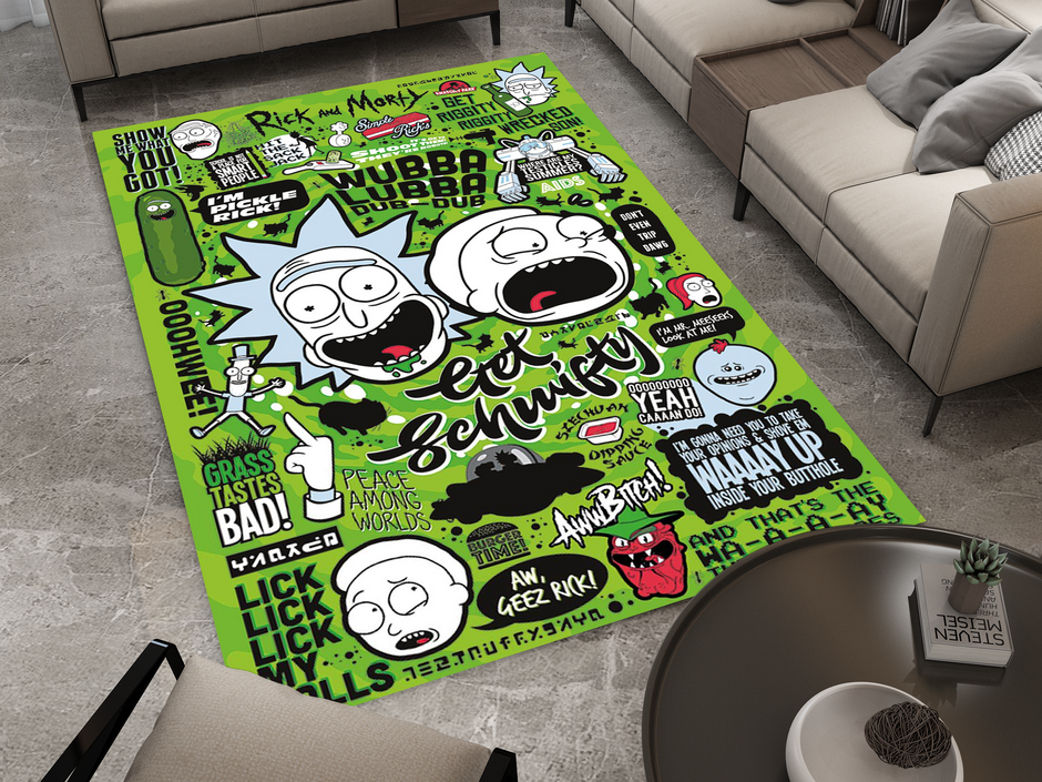 Rick and Morty Rug, Cartoon-Inspired Carpet, Portal Rick Rug, Geek Gift