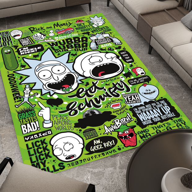 Rick and Morty Rug, Cartoon-Inspired Carpet, Portal Rick Rug, Geek Gift
