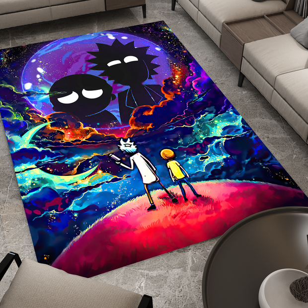 Rick and Morty Rug, Cartoon-Inspired Carpet, Portal Rick Rug, Geek Gift