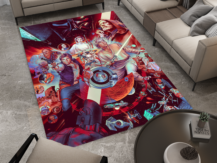 Star Wars Classic Rug, Epic Battle Scene Carpet, Galactic Home Decor