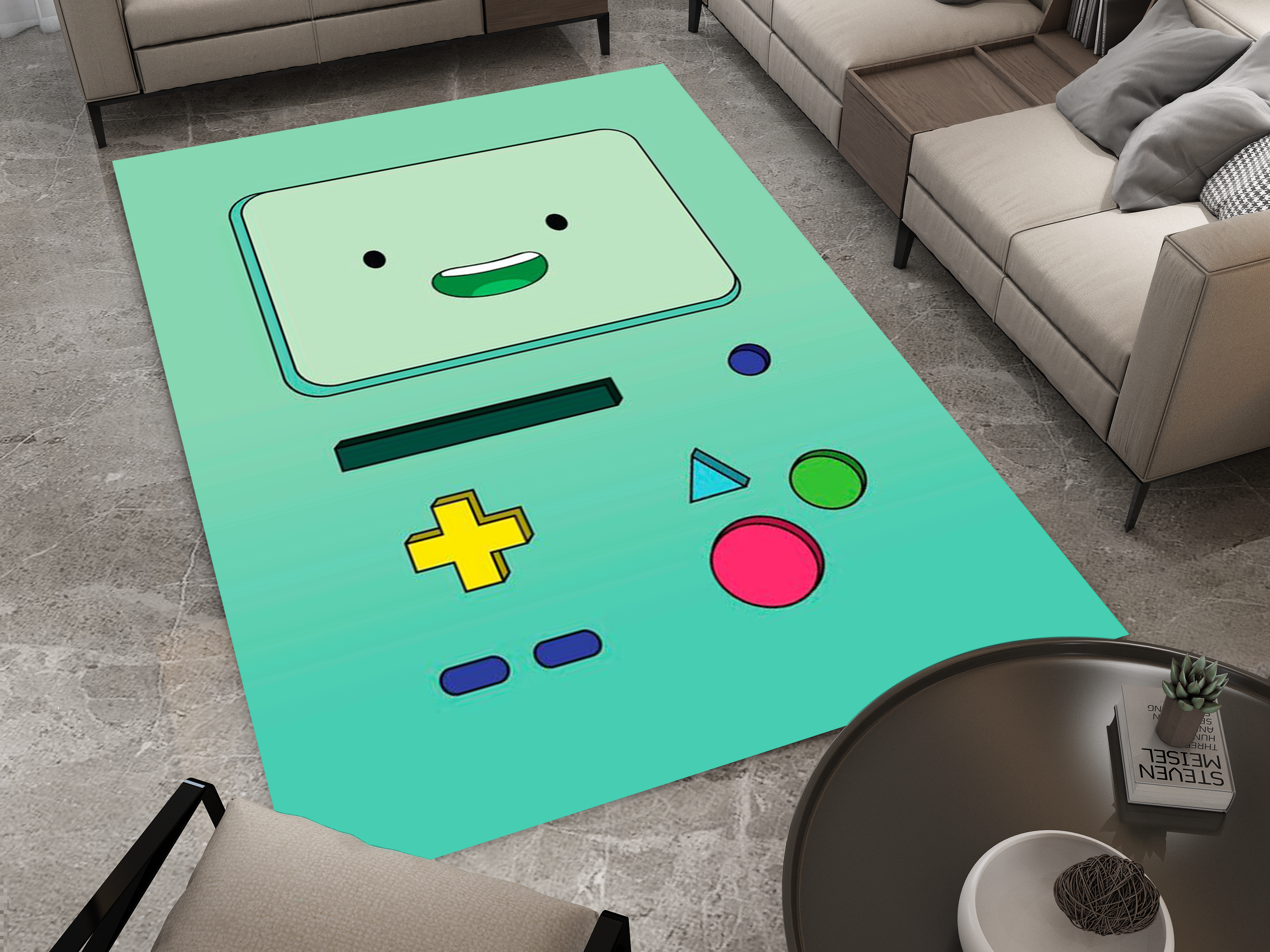 BMO Adventure Time Rug - Fun and Playful Gaming Console Design Cartoon Carpet