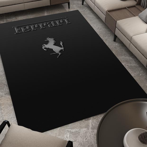 Ferrari Carbon Car Rug, Racing Inspired Carpet, Garage Rug, Ferrari Decoration