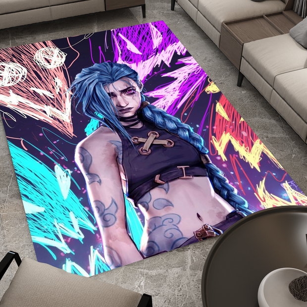 Arcane Jinx Rug, League of Legends Carpet, Gamer Rug Decoration